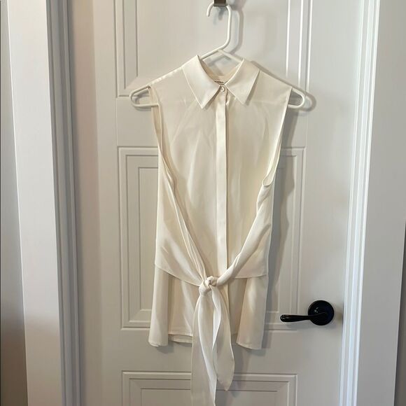 Club Monaco Silk Tie Waist Cream Sleeveless Blouse - Picture 1 of 6